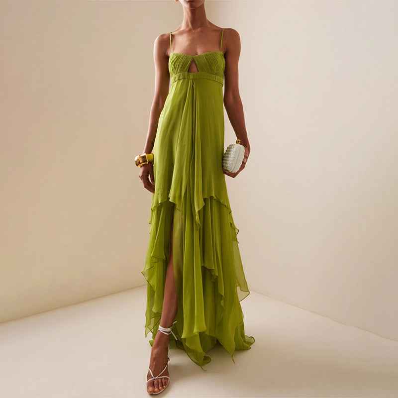 Women's High-Waist Strappy Irregular Long Dress — 3 Colours