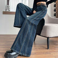 High-Waisted Wide-Leg Flare Jeans – Retro Blue