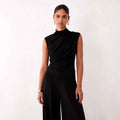 Women's Sleeveless Pleated Tank Top with Asymmetric Hem — 3 Colours