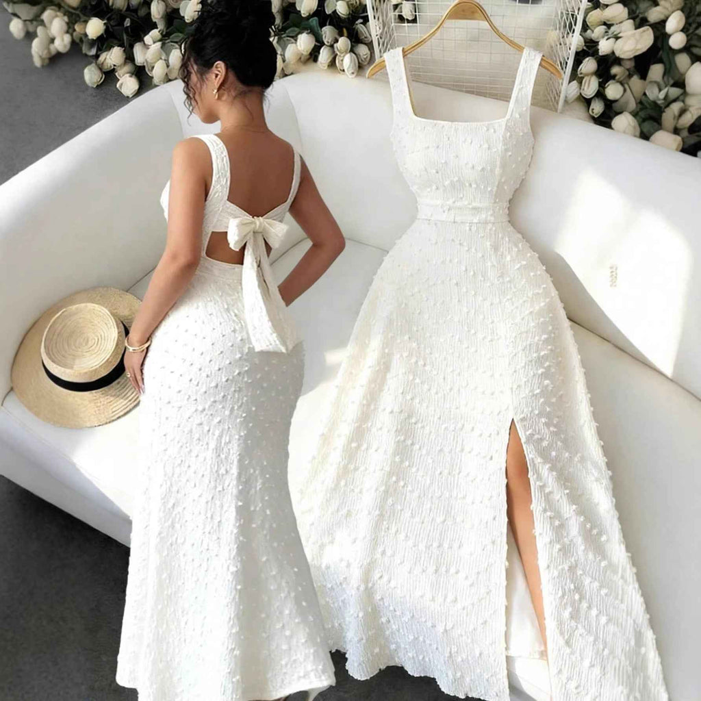 Off-Shoulder Cross-Strap Backless Maxi Dress