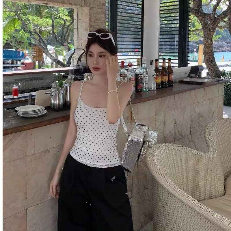 Designer-style Polka-dot Lace Camisole