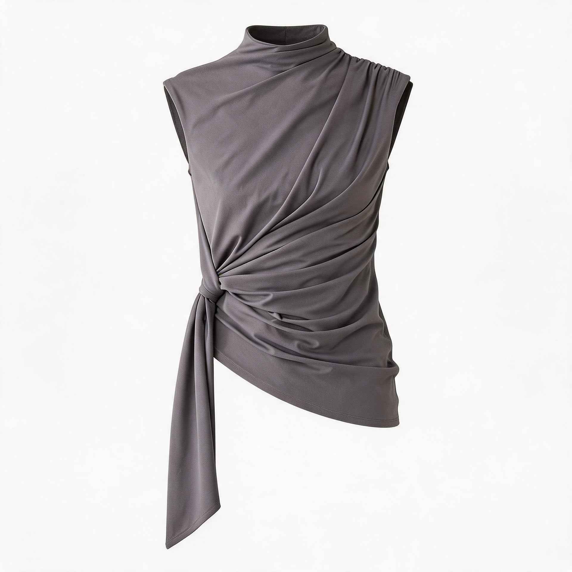 Women's Sleeveless Pleated Tank Top with Asymmetric Hem — 3 Colours