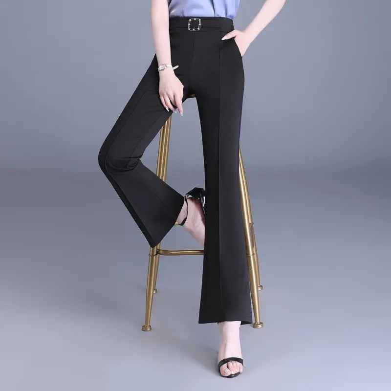 High-Waist Flared Wide-Leg Suit Pants
