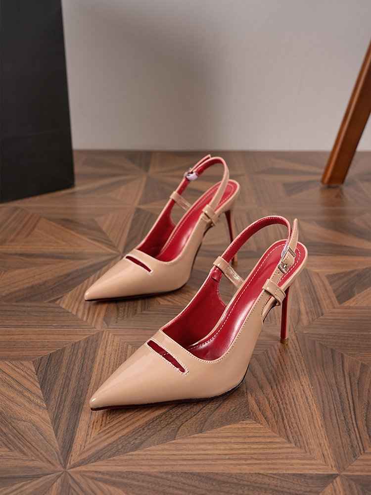 Women's Patent Leather Slingback Stiletto Pumps with Red Sole — White, EU 36–40