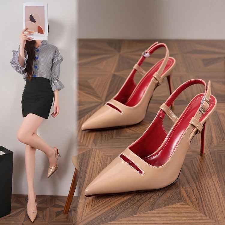 Women's Patent Leather Slingback Stiletto Pumps with Red Sole — White, EU 36–40