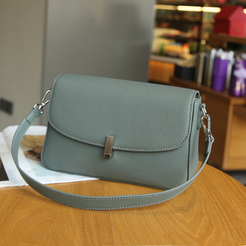 Full-Grain Cowhide Leather Box Crossbody Bag – Urban Minimalist Style