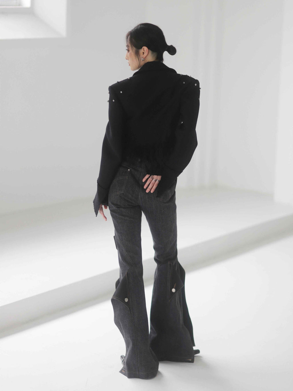 Women's Sequined Fringe Short Jacket – Black Polyester