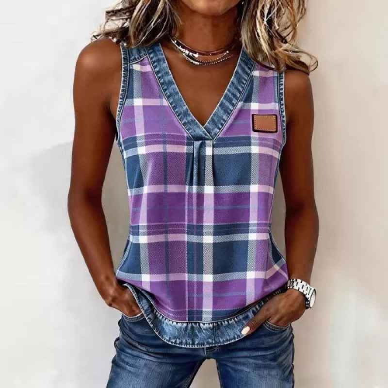 Women's Plaid Sleeveless Camisole – Y-Strap Summer Tank Top