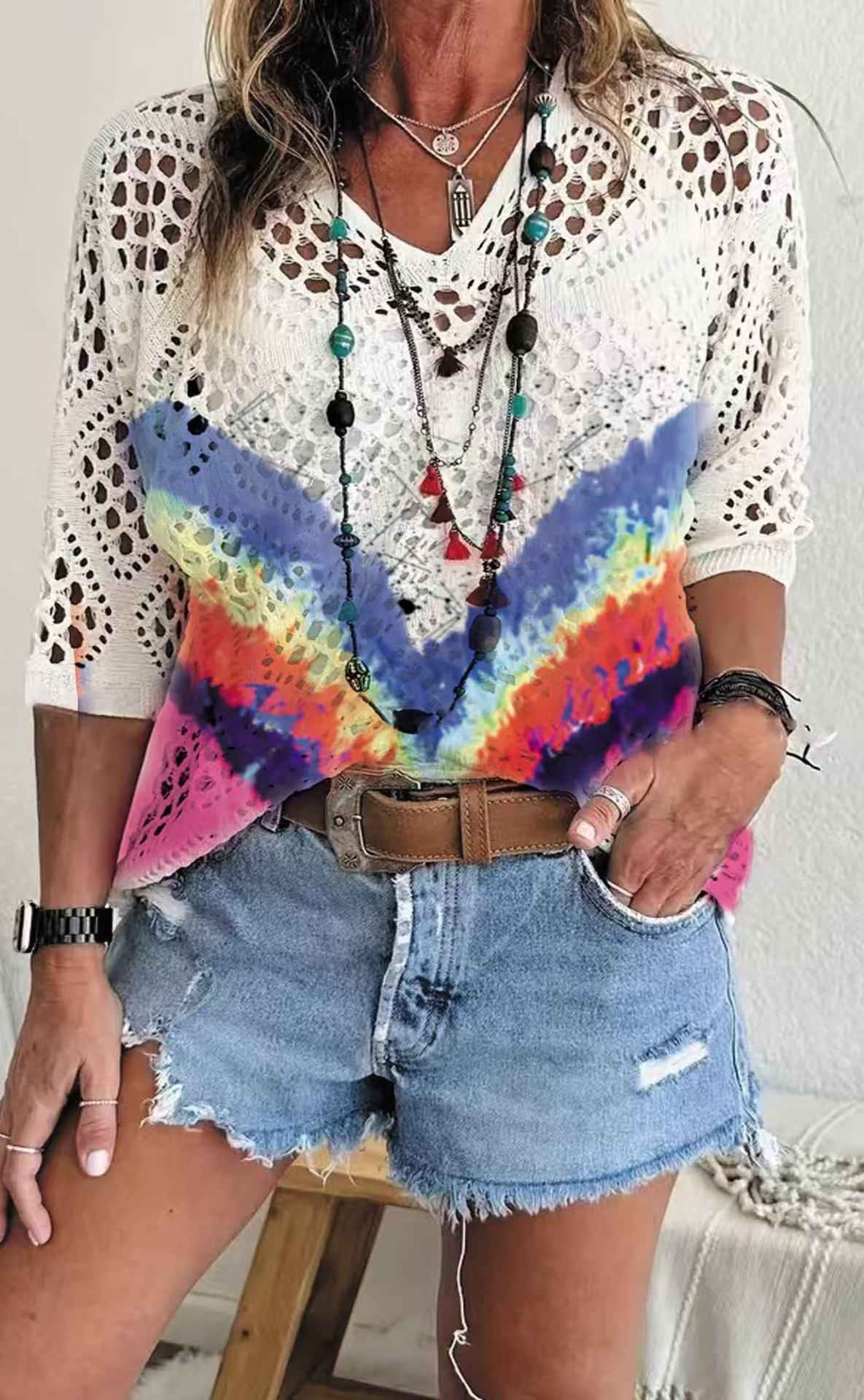 Women's 3D Knit Batwing Sweater – Hollowed-Out Elegant Design