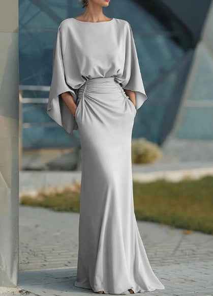 Backless Ruched Slim-Fit Formal Maxi Dress