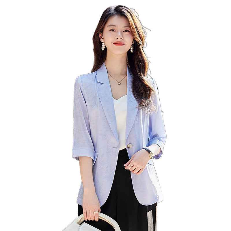 Slim-Fit Viscose Blazer — Lightweight Short-Sleeve Jacket