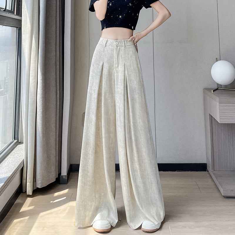 High-Waisted Tie-Dye Wide-Leg Pants – Ice Silk Satin