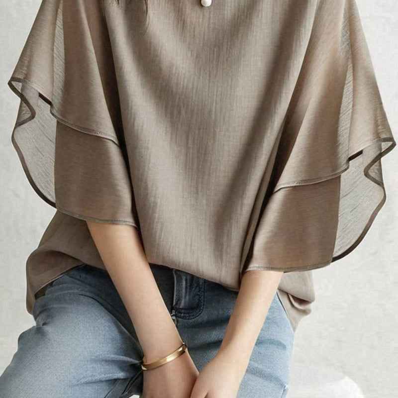 Flared Sleeve Casual Blouse – Relaxed Elegant Fit, 4 Colors