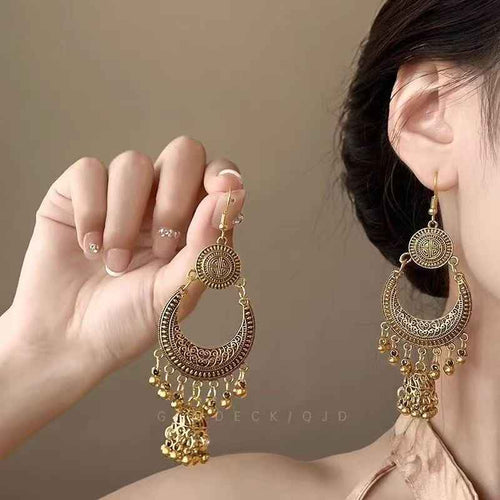 Bohemian Gold Long Tassel Dangle Earrings
