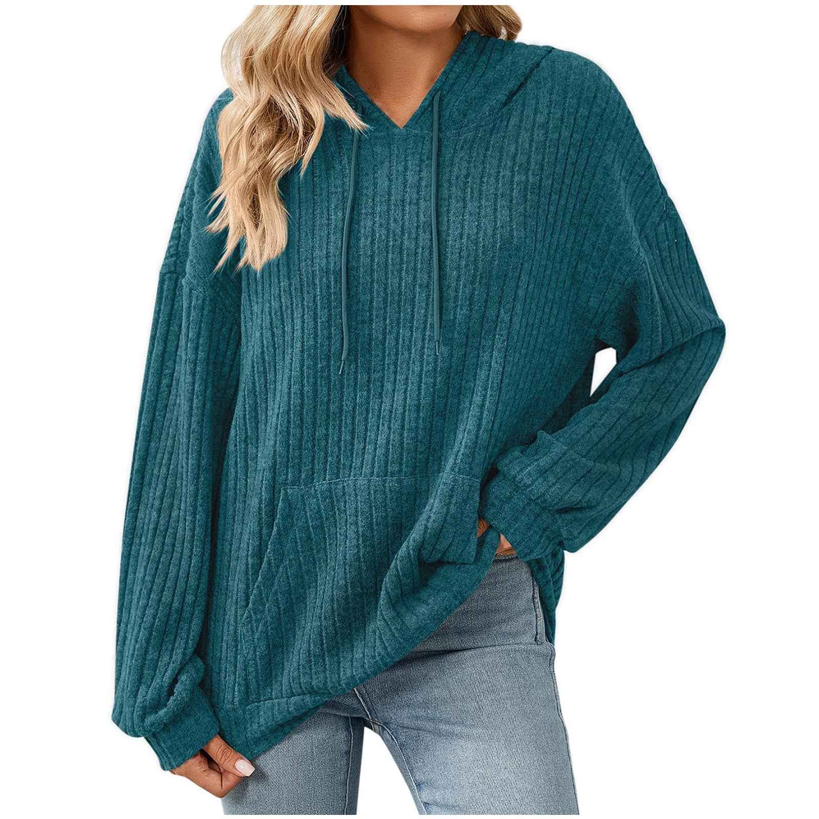 Knit Pocket Hoodie – Loose Fit Raglan Sweatshirt