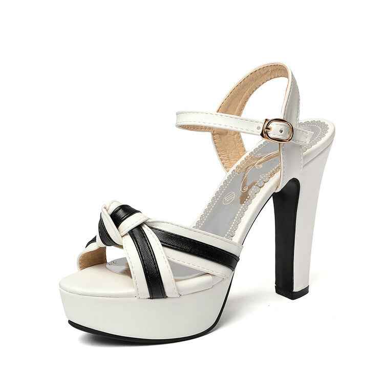 Color-block Platform Summer High-heeled Sandals Womens Large-size Shoes