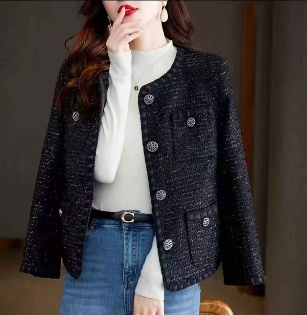 Houndstooth Round-neck Loose-fitting Cropped Top