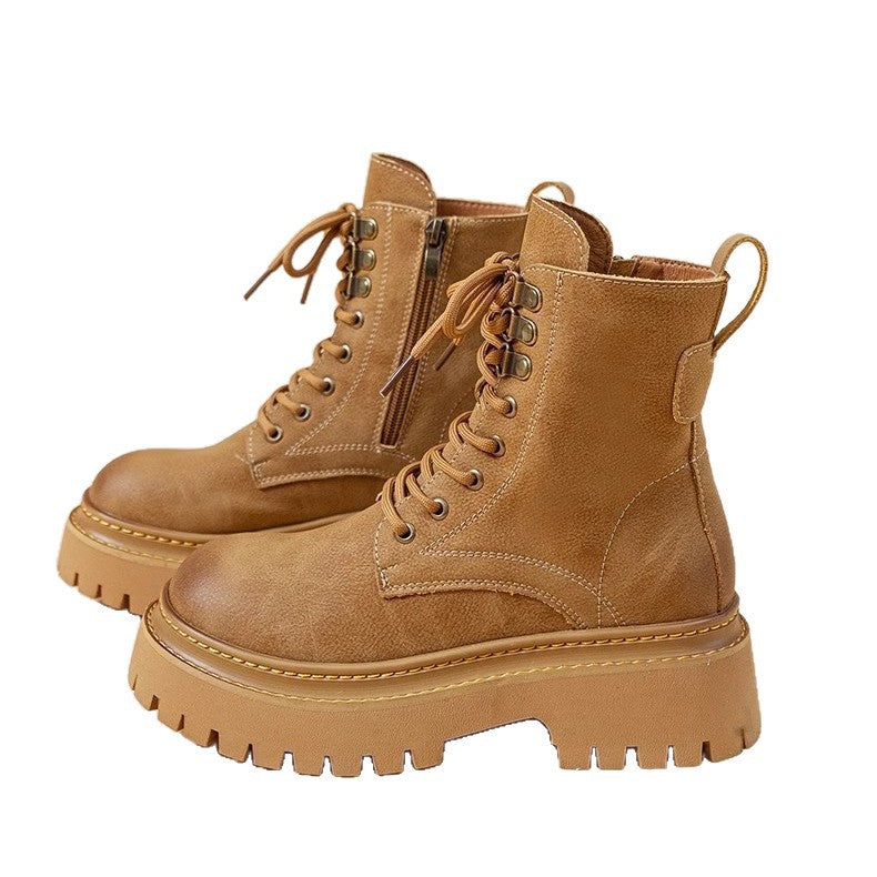 Vintage Chunky Heel Mid-Calf Martin Boots