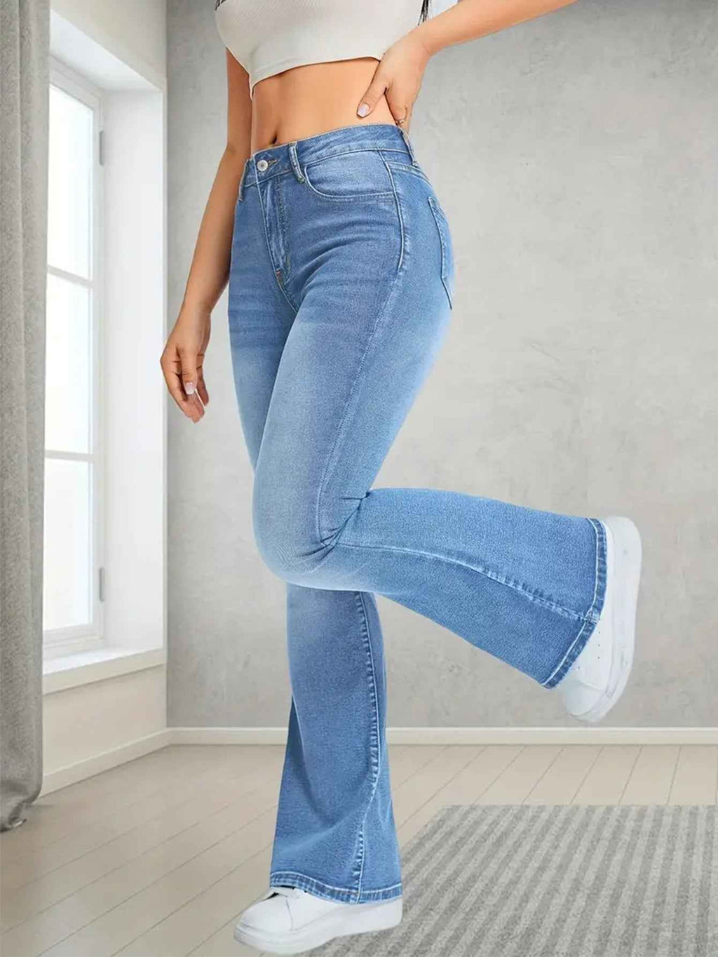 High-Waisted Stretch Flare Jeans