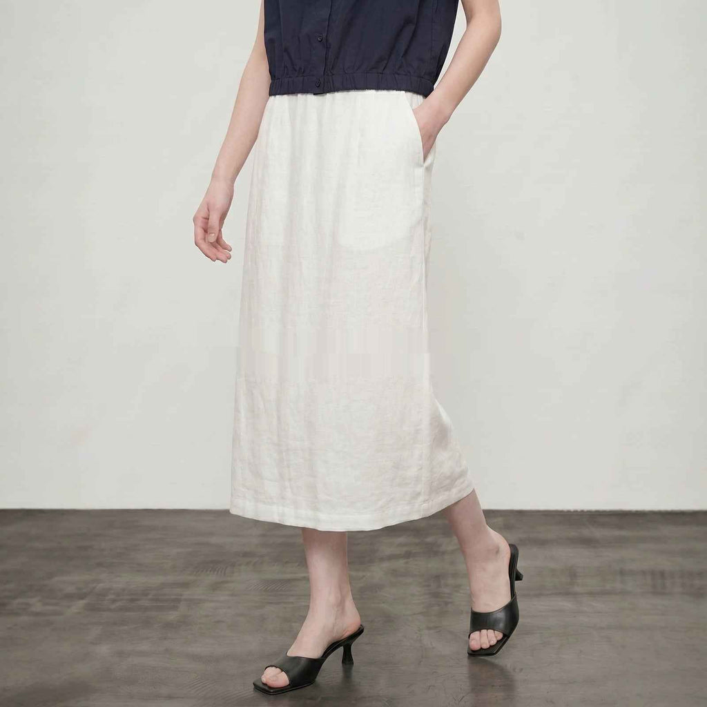 High-waisted Slimming Linen Straight Skirt For Women