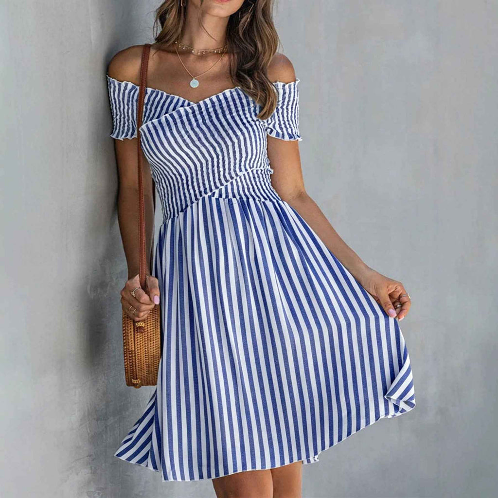 Suspender Strap Off-Shoulder Slim Midi Dress