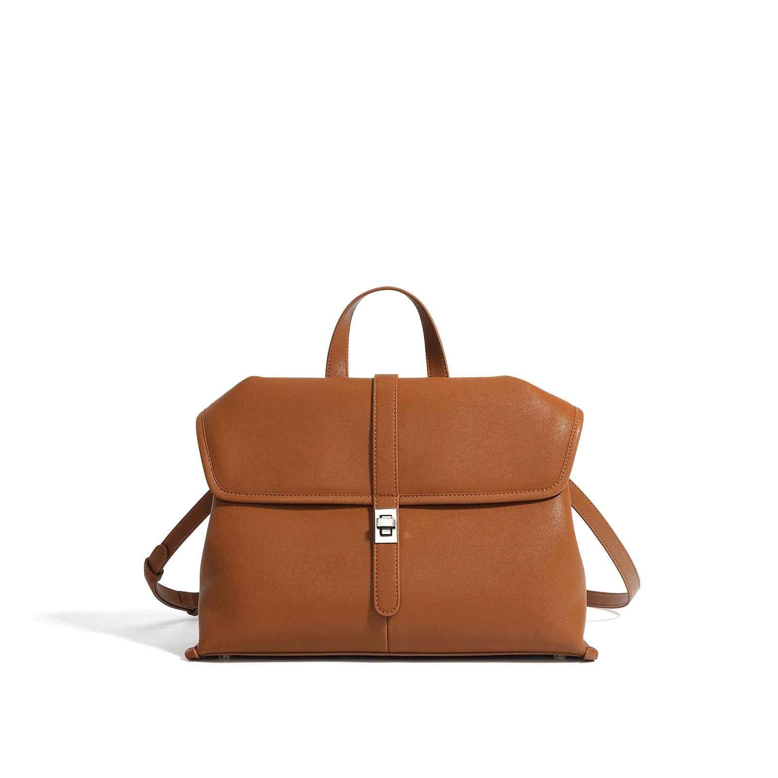 Genuine Leather Tote & Crossbody Bag — Black, Red & Sandalwood Brown