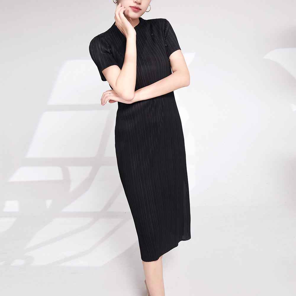Women's Modern Cheongsam-Inspired A-Line Midi Dress — 4 Colours, Free Size