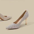 Elegant Pointed Toe Glitter High Heels, Shallow Thin Heel Bridal Shoes, French Retro Classy Pumps