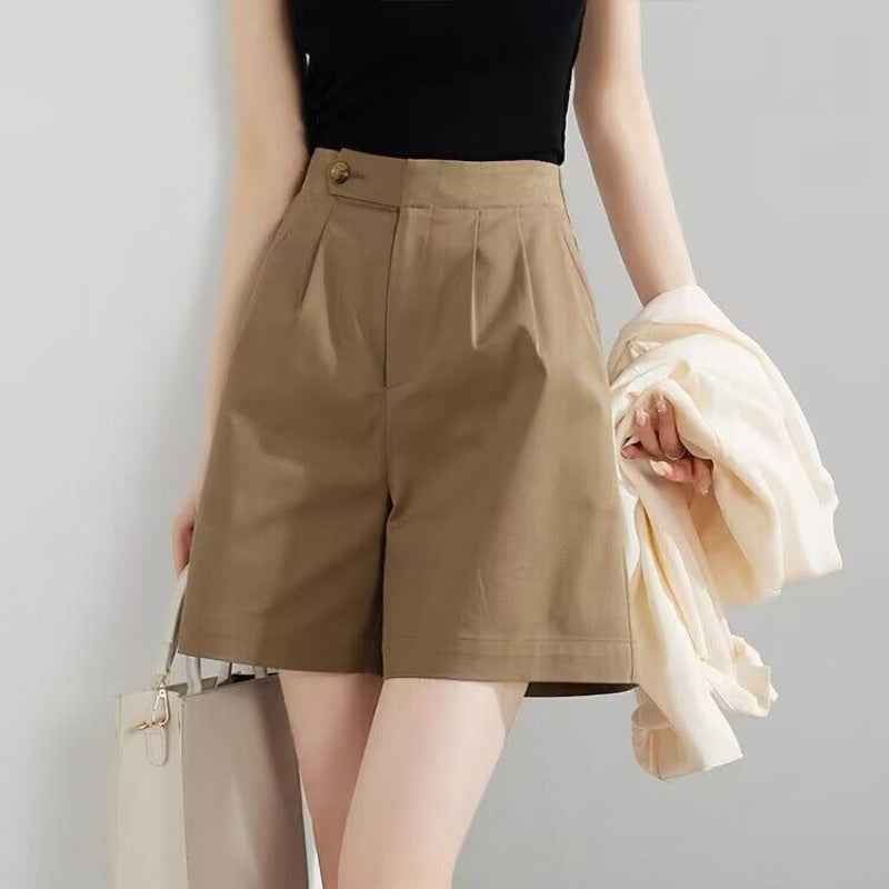 High-Waist Capri Shorts with Pockets