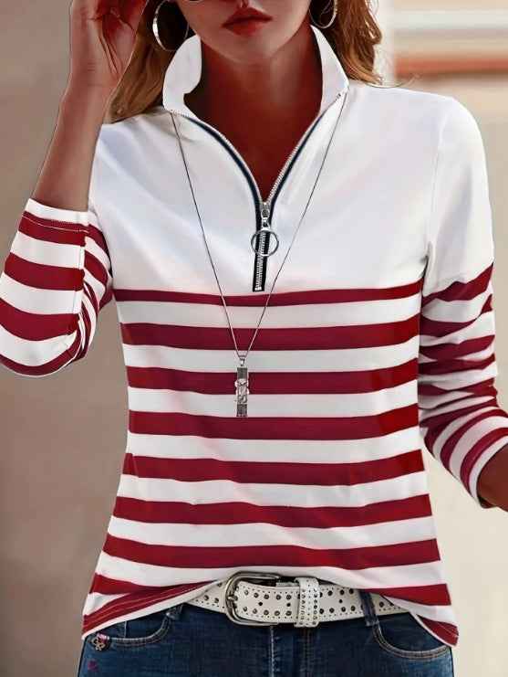 Striped Long-Sleeve Layering Top