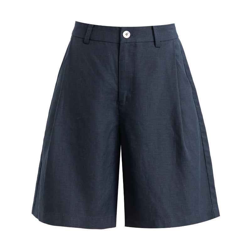Women's High-Waist Tencel Straight-Leg Cropped Shorts — 2 Colours, W26–W32
