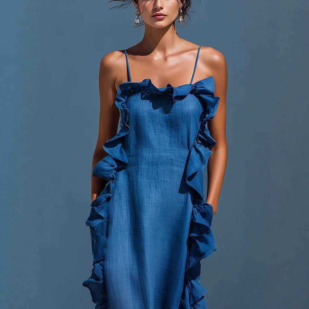Resort Style Ruffled Sleeveless Dress