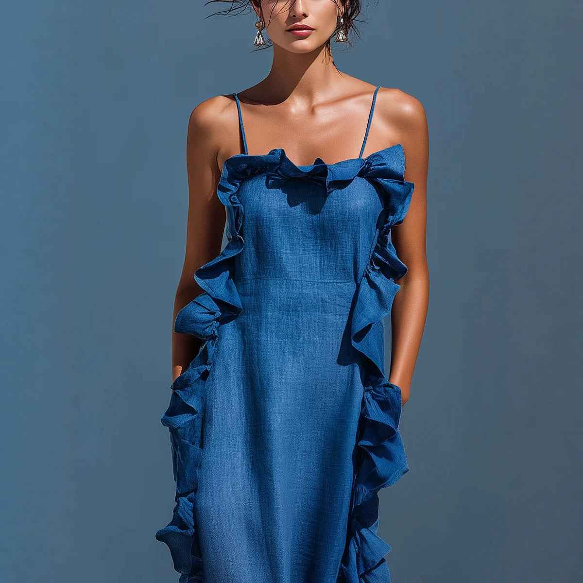 Resort Style Ruffled Sleeveless Dress