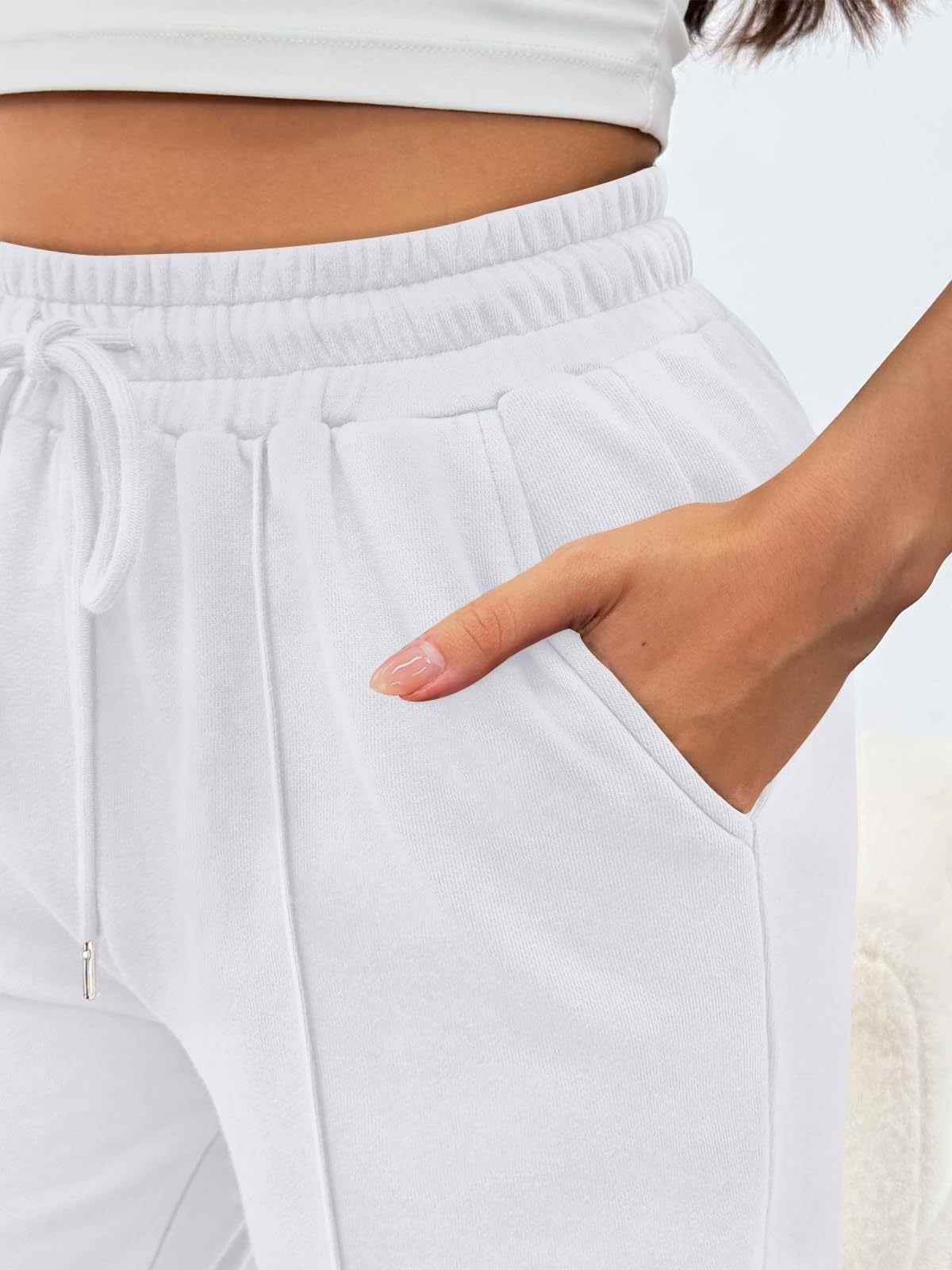 High-waisted Wide-leg Loose-fit Casual Womens Athletic Trousers