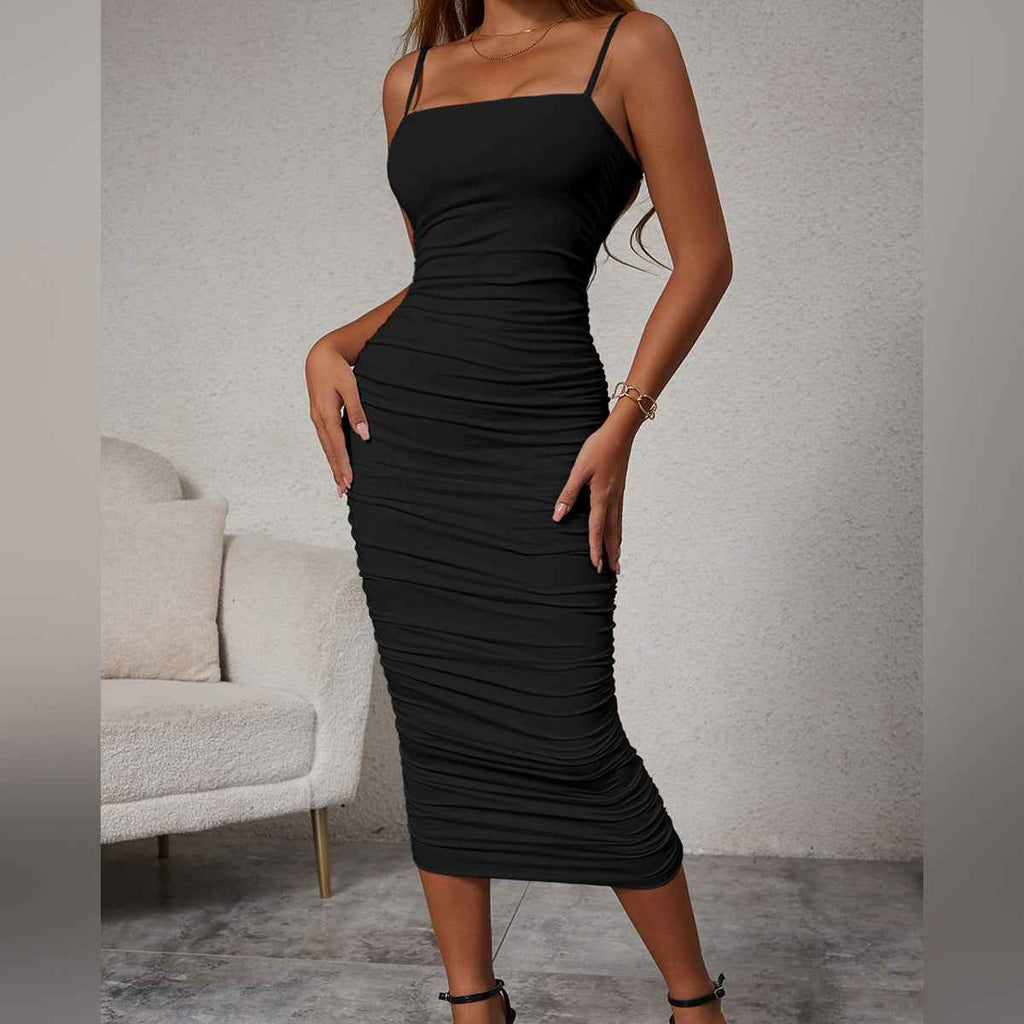 Women's Sleeveless Pleated Slip Dress with Hood