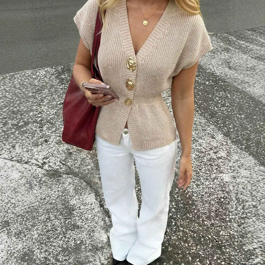 Raglan Sleeve Knitted Cardigan – Slim Fit Button-Front