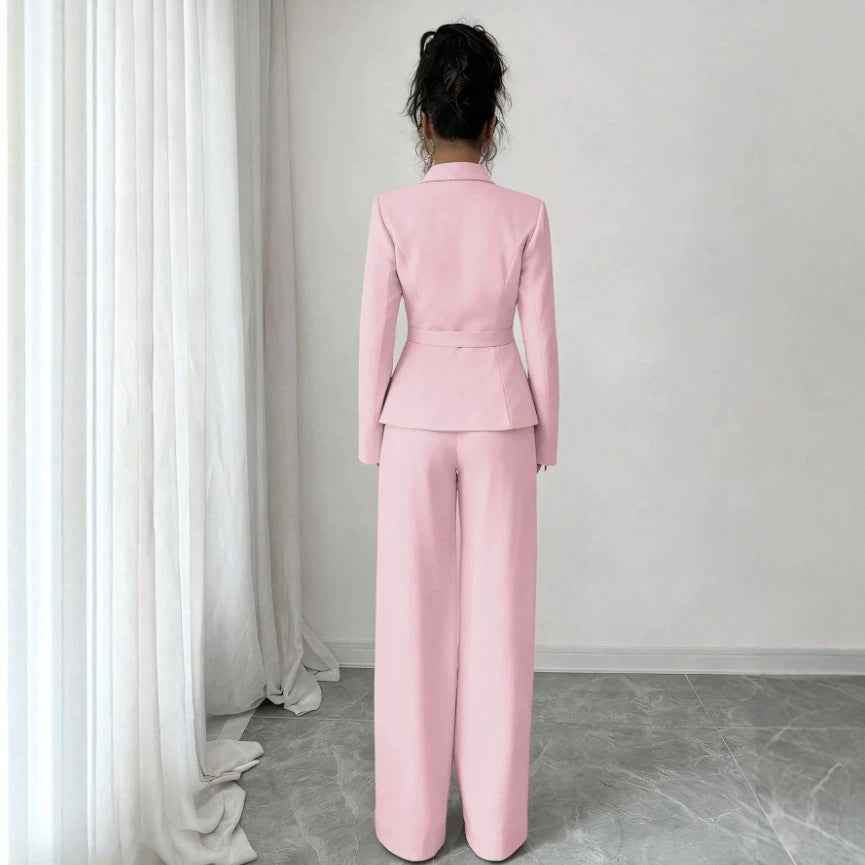 Blazer & Wide-Leg Pants Two-Piece Set – Women’s Office Outfit