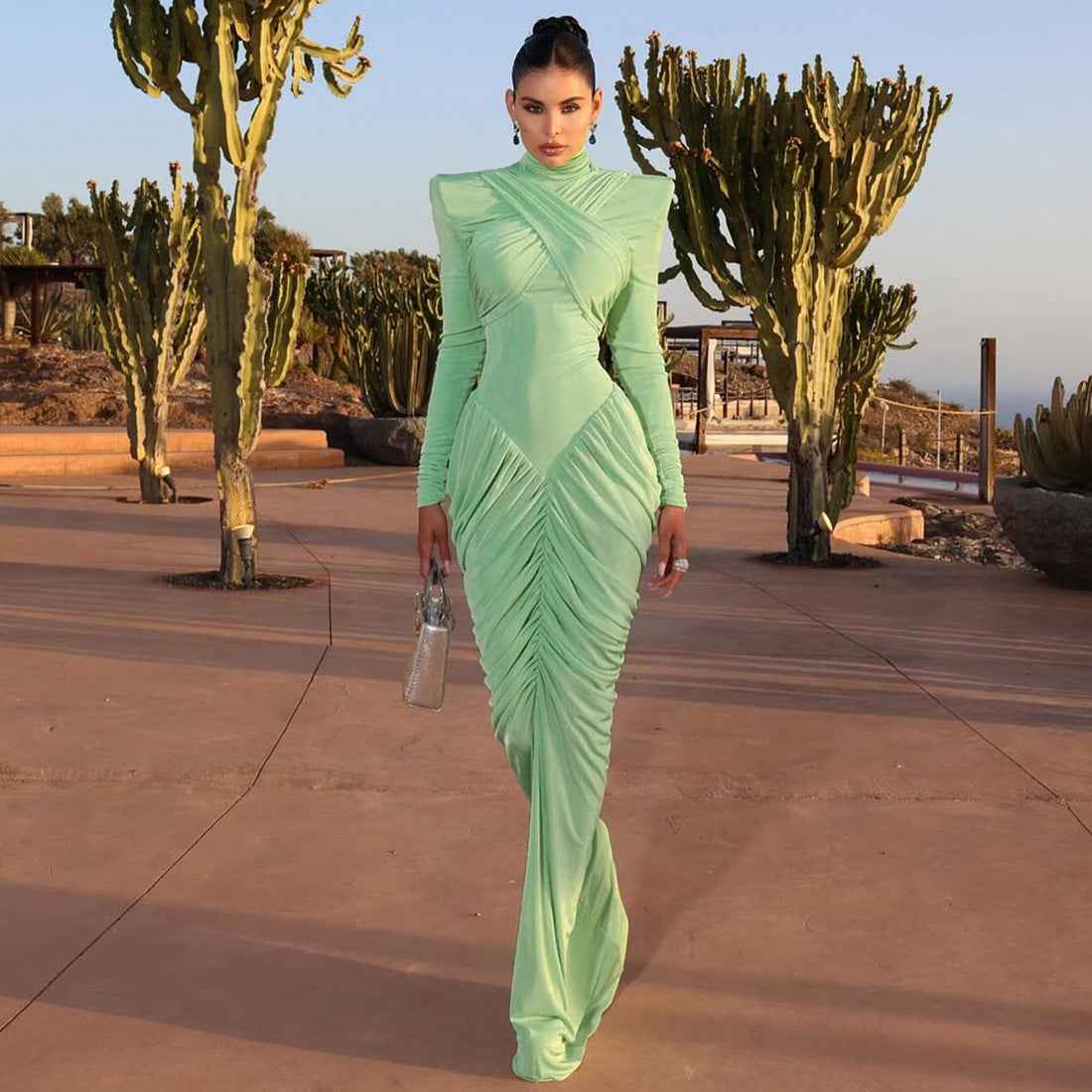 Women's High-Neck Open-Back Mermaid Bodycon Dress
