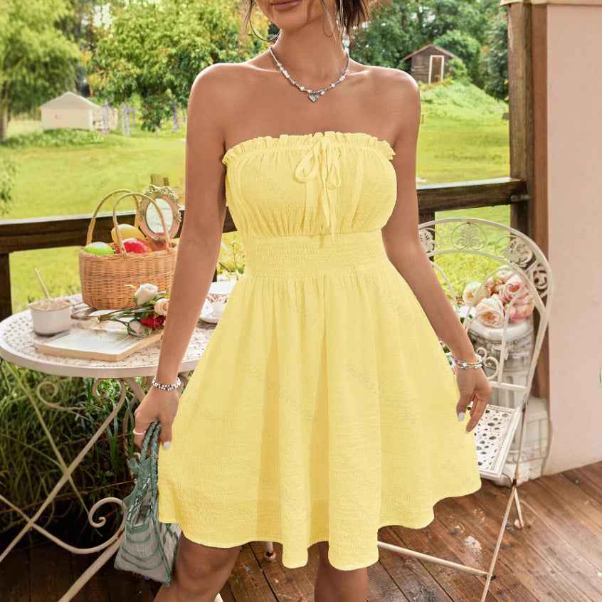 Women's Off-Shoulder Backless Cropped Dress — 3 Colours, XS–XL