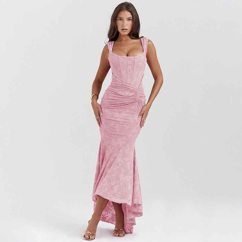 Square Neck Corset Mermaid Maxi Dress – Sleeveless
