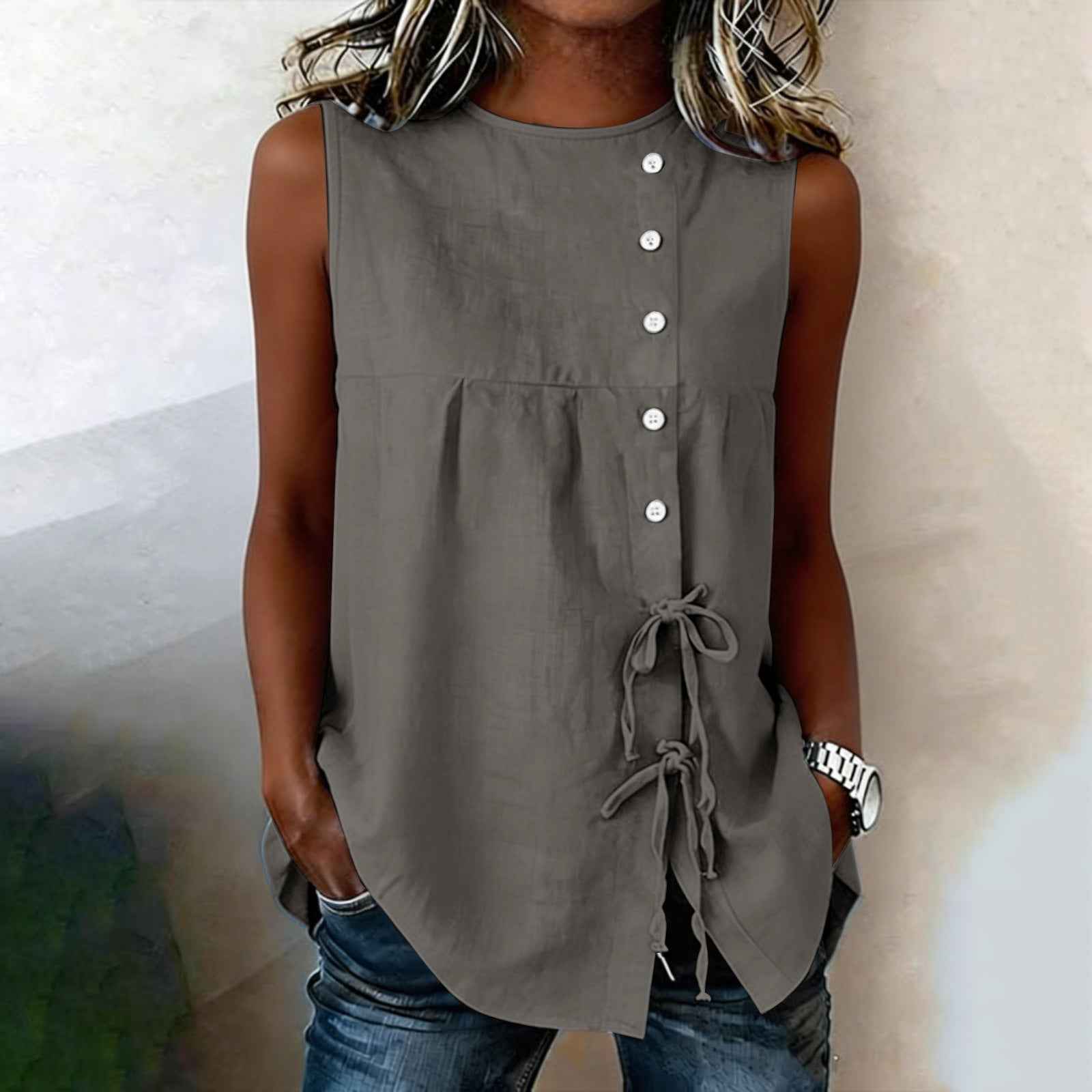 Sleeveless Patchwork Blouse