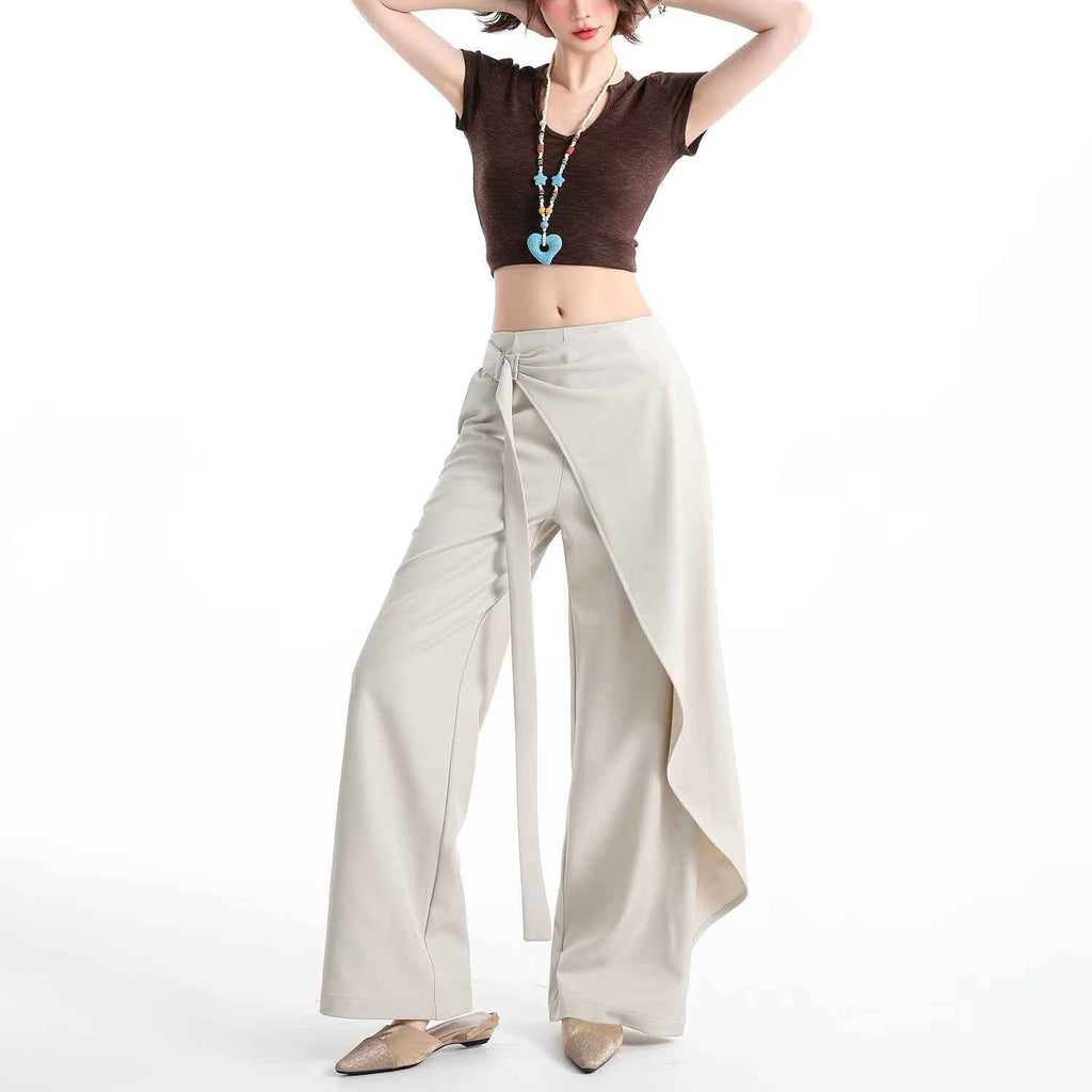 Women's High-Waist Pleated Wide-Leg Suit Trousers