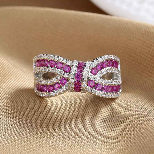 Elegant Bow-Knot Red Zircon Ring For Women
