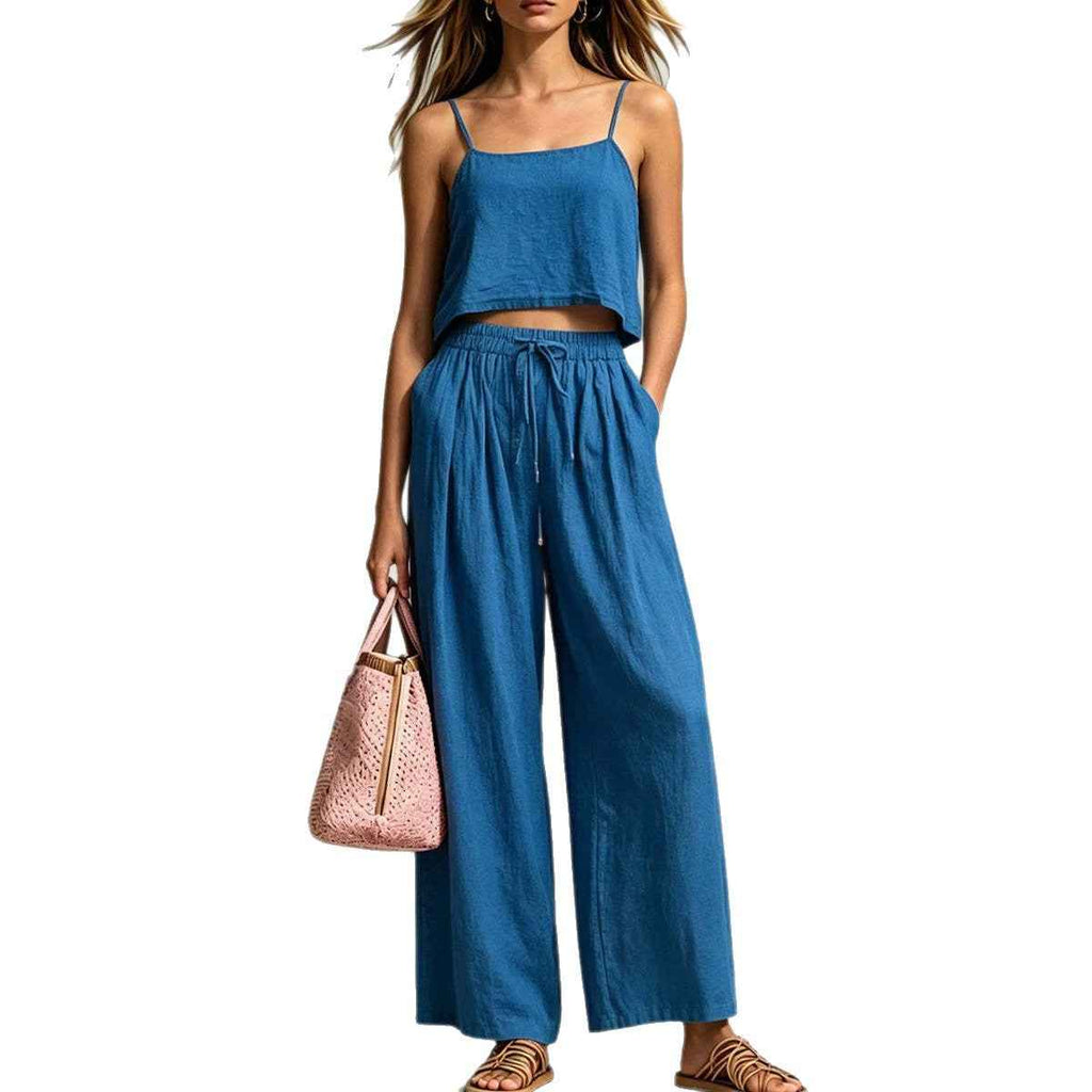 Fashion Casual Camisole And Wide-Leg Pants Set