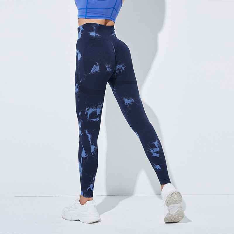 Seamless Tie-Dye Yoga Leggings — Nylon-Spandex Active Pants
