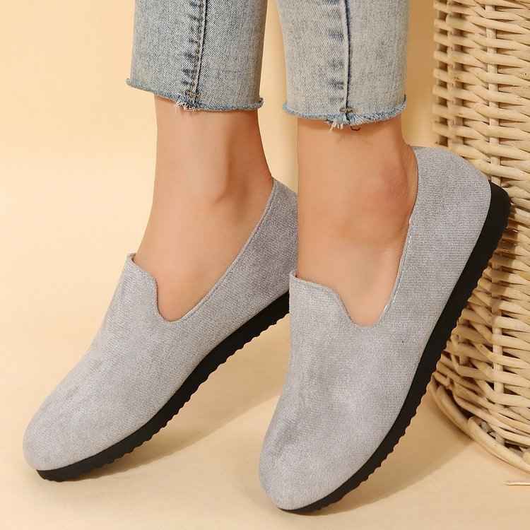 Suede Patchwork Flat Slip-On Shoes