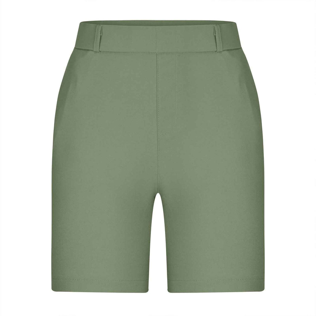 High-Stretch Straight-Leg Shorts with Pockets