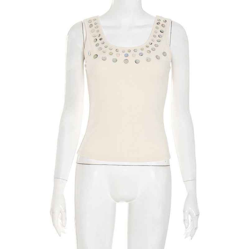 Slim-Fit Sleeveless Camisole Top – Apricot & Black