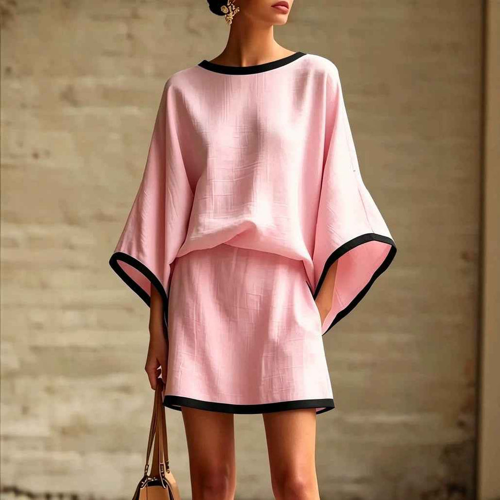 Women's Batwing-Sleeve Top & Mini Skirt Set