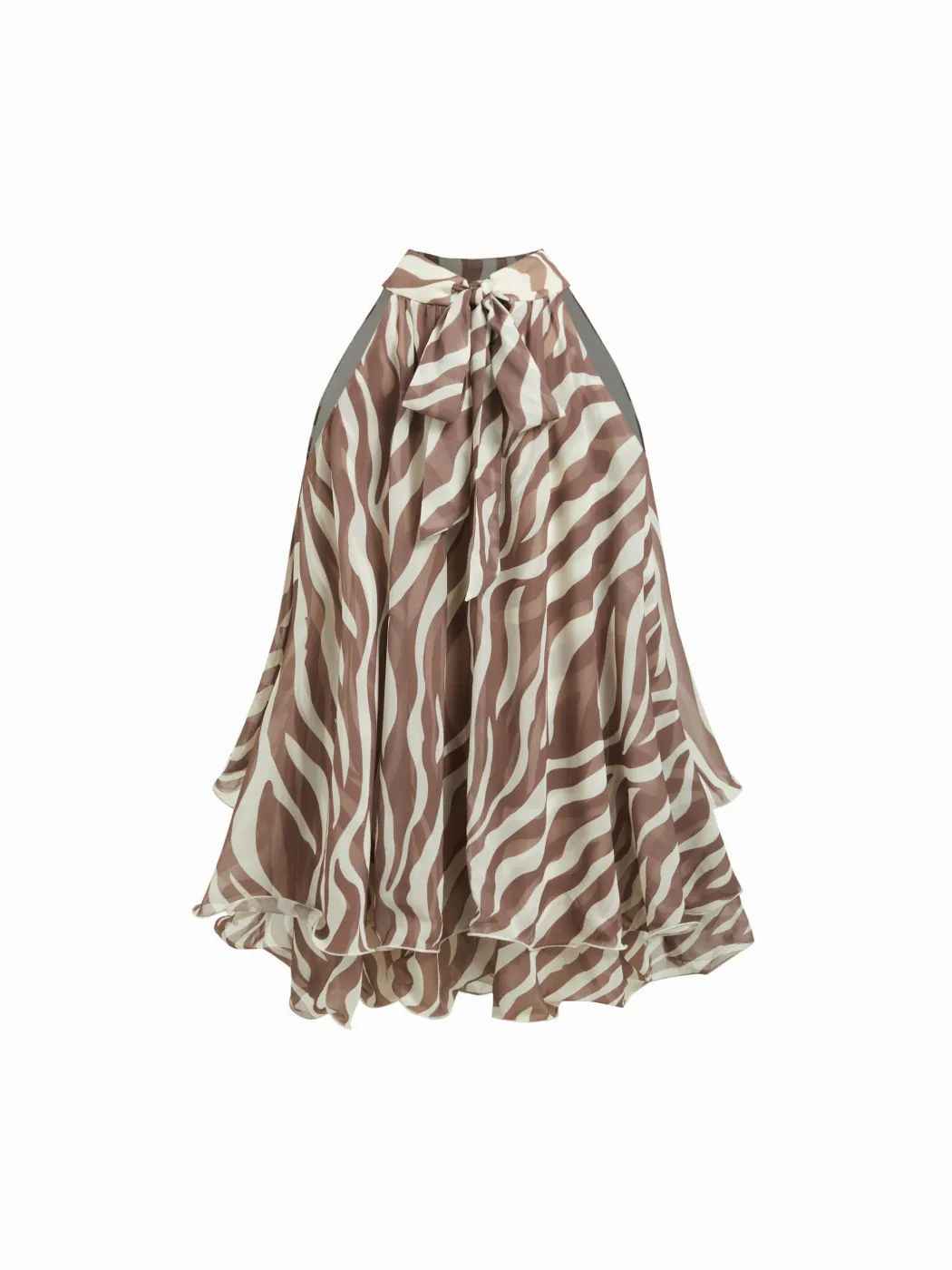 Off-shoulder Halter-neck Loose-fit Chiffon Blouse With Ruffled Hem